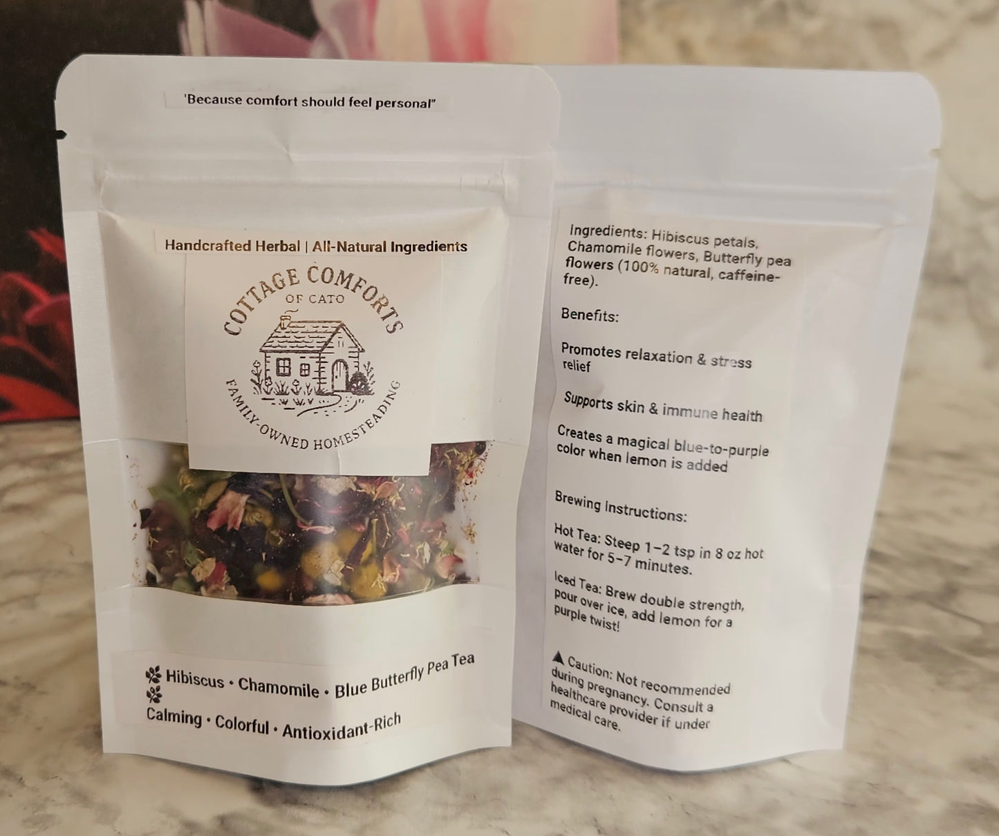 🌺✨ Hibiscus, Chamomile & Blue Butterfly Pea Blend – Tranquil Beauty in a Cup